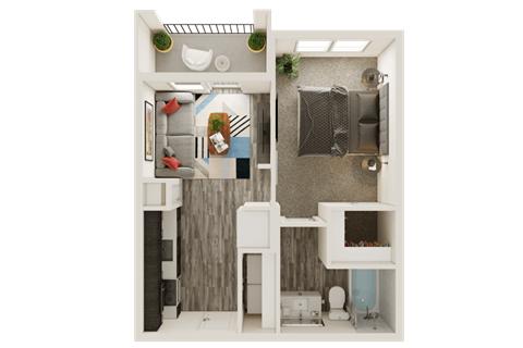 Floor plan for studio, 1 bath, 475 sqft